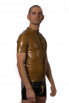 Karlos Zipped Latex Rubber T Shirt - Latex clothing