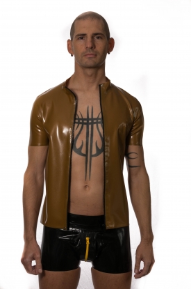 Karlos Zipped Latex Rubber T Shirt - Latex clothing