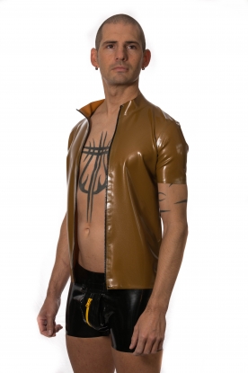 Karlos Zipped Latex Rubber T Shirt - Latex clothing