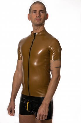 Karlos Zipped Latex Rubber T Shirt - Latex clothing