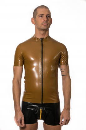 Karlos Zipped Latex Rubber T Shirt - Latex clothing