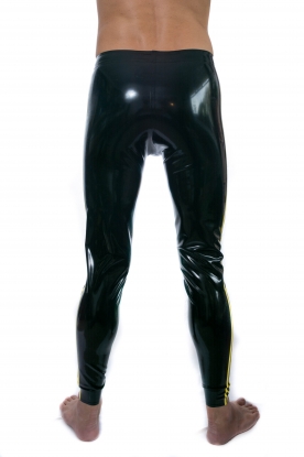 Latex Rubber Twin Stripe Leggings with Pouch - Latex clothing