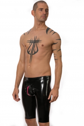 Latex Rubber Zip Pouch Cycling Shorts - Latex clothing