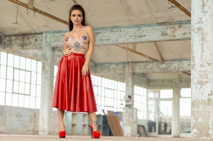 Rumyana Latex Rubber Long Skating Skirt  - Latex clothing