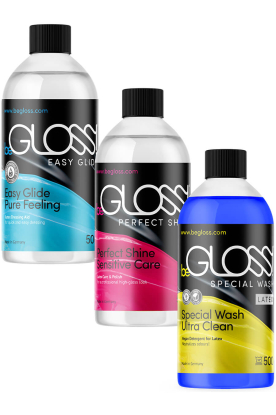 beGloss Latex Care Set 3 x 500ml bottles - Latex clothing