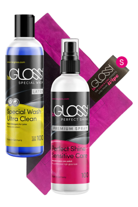 beGloss Perfect Shine Spray 100ml, Special Wash 100ml, Plus Polishing Cloth - Latex clothing